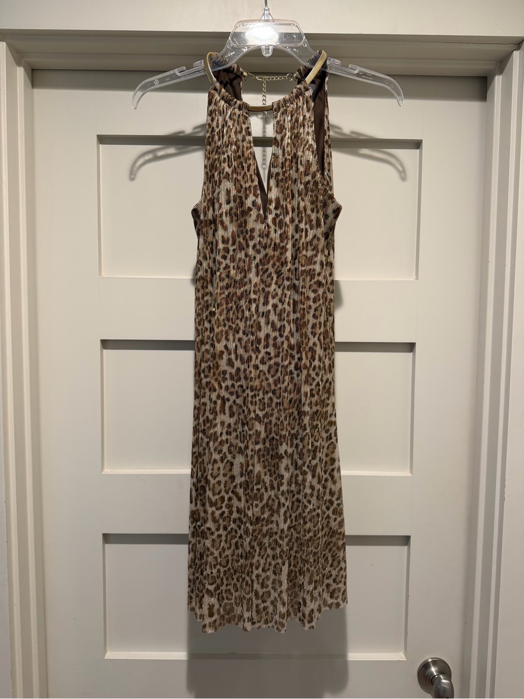 Vince Camuto Leopard Print Halter Midi Dress